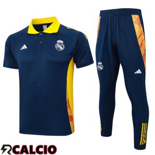 Insieme Polo Real Madrid + Pantaloni Blu Reale 2024/2025  Insieme Polo Real Madrid + Pantaloni Blu Reale 2024/2025