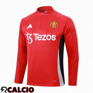Felpa Allenamento Manchester United Rosso 2024/2025  Felpa Allenamento Manchester United Rosso 2024/2025