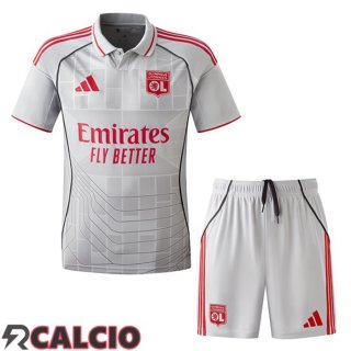 Terza Maglie Calcio Lione OL Bambino Grigio 2025/2026