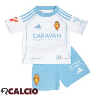 Prima Maglie Calcio Real Zaragoza Bambino Bianco 2025/2026  Prima Maglie Calcio Real Zaragoza Bambino Bianco 2025/2026