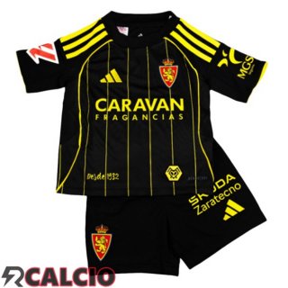 Seconda Maglie Calcio Real Zaragoza Bambino Nero 2025/2026  Seconda Maglie Calcio Real Zaragoza Bambino Nero 2025/2026
