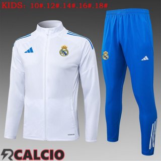 Insieme Tuta Calcio - Giacca Real Madrid Bambino Bianco 2025/2026  Insieme Tuta Calcio - Giacca Real Madrid Bambino Bianco 2025/2026