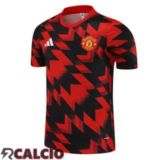 T Shirt Allenamento Manchester United Nero Rosso 2025/2026  T Shirt Allenamento Manchester United Nero Rosso 2025/2026