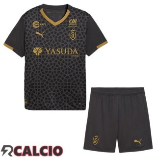 Terza Maglie Calcio Stade de Reims Bambino Nero 2025/2026  Terza Maglie Calcio Stade de Reims Bambino Nero 2025/2026