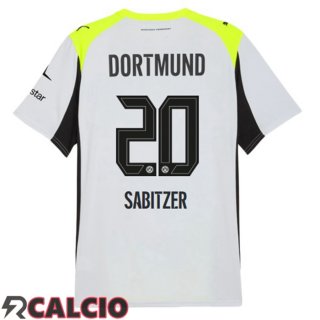 Seconda Maglie Calcio Dortmund BVB (Sabitzer 20) Grigio Verde 2025/2026  Seconda Maglie Calcio Dortmund BVB (Sabitzer 20) Grigio Verde 2025/2026