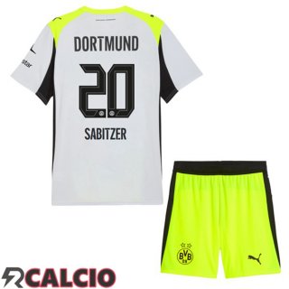 Seconda Maglie Calcio Dortmund BVB (Sabitzer 20) Bambino Grigio Verde 2025/2026