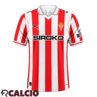 Prima Maglie Calcio Sporting Gijon Rosso Bianco 2025/2026  Prima Maglie Calcio Sporting Gijon Rosso Bianco 2025/2026