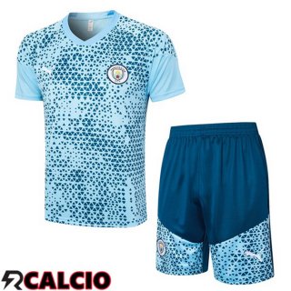 T Shirt Allenamento Manchester City + Pantaloncini Blu 2023/2024