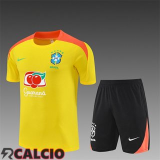 Insieme T Shirt Allenamento Brasile Bambino Giallo/Arancia 2025/2026