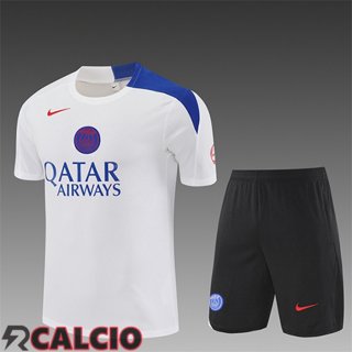 Insieme T Shirt Allenamento PSG Bambino Bianco/Blu 2025/2026