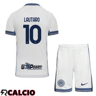 Seconda Maglia Inter Milan (LAUTARO 10) Bambino Bianco 2024/2025