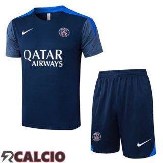 Insieme T Shirt Allenamento Paris PSG + Pantaloncini Blu Reale 2025/2026