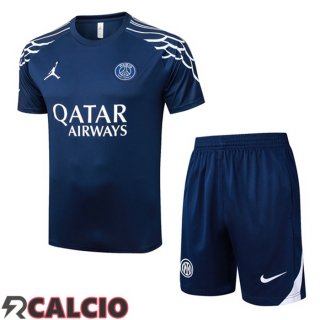 Insieme T Shirt Allenamento Paris PSG + Pantaloncini Blu Reale 2025/2026