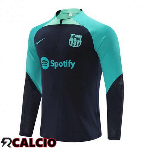 Felpa Allenamento FC Barcellona Blu Reale Verde 2023/2024  Felpa Allenamento FC Barcellona Blu Reale Verde 2023/2024