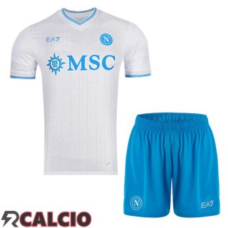 Seconda Maglie Calcio SSC Napoli EURO Bambino Bianco 2025/2026  Seconda Maglie Calcio SSC Napoli EURO Bambino Bianco 2025/2026
