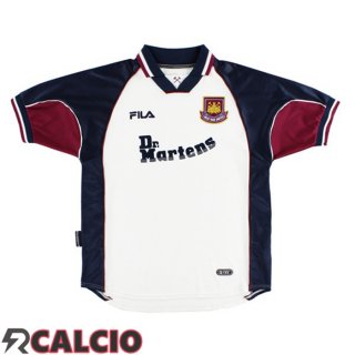 Seconda Maglie Calcio West Ham United Retro Bianco Nero 1999-2001  Seconda Maglie Calcio West Ham United Retro Bianco Nero 1999-2001