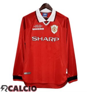 Prima Maglie Calcio Manchester United Retro Manica Lunga Rosso 1999-2000