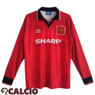 Prima Maglie Calcio Manchester United Retro Manica Lunga Rosso 1994-1996