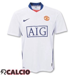 Seconda Maglie Calcio Manchester United Retro Bianco 2008-2009
