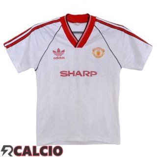 Seconda Maglie Calcio Manchester United Retro Bianco 1988-1990