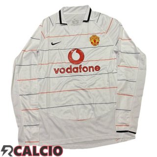 Terza Maglie Calcio Manchester United Retro Manica Lunga Bianco 2003-2005