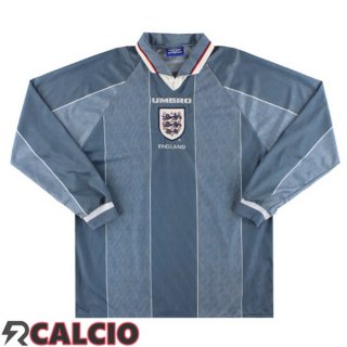 Seconda Maglie Calcio Inghilterra Retro Manica Lunga Blu Grigio 1996  Seconda Maglie Calcio Inghilterra Retro Manica Lunga Blu Grigio 1996