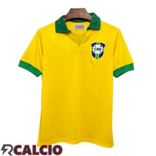 Prima Maglie Calcio Brasile Retro Giallo 1958  Prima Maglie Calcio Brasile Retro Giallo 1958