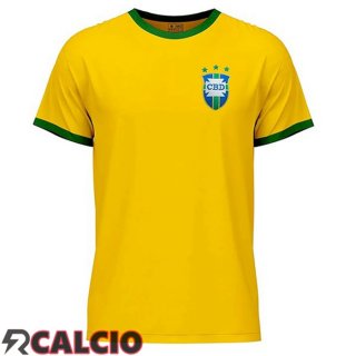 Prima Maglie Calcio Brasile Retro Giallo 1971  Prima Maglie Calcio Brasile Retro Giallo 1971