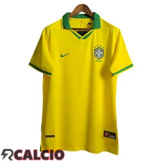 Prima Maglie Calcio Brasile Retro Giallo 1997  Prima Maglie Calcio Brasile Retro Giallo 1997