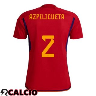 Prima Maglia Spagna (AZPILICUETA 2) Rosso Coppa del Mondo 2022