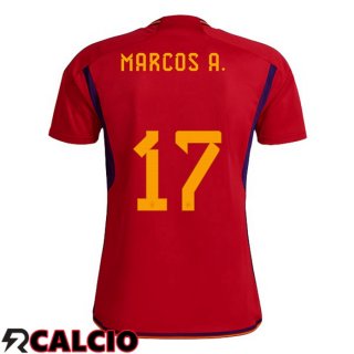 Prima Maglia Spagna (MARCOS A. 17) Rosso Coppa del Mondo 2022  Prima Maglia Spagna (MARCOS A. 17) Rosso Coppa del Mondo 2022