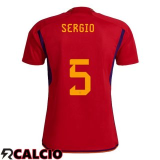 Prima Maglia Spagna (SERGIO 5) Rosso Coppa del Mondo 2022