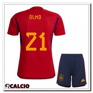 Prima Maglia Spagna (OLMO 21) Bambino Rosso Coppa del Mondo 2022