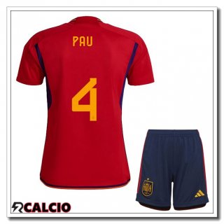 Prima Maglia Spagna (PAU 4) Bambino Rosso Coppa del Mondo 2022