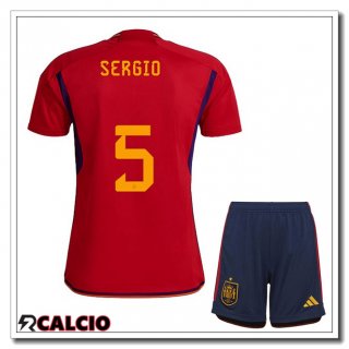 Prima Maglia Spagna (SERGIO 5) Bambino Rosso Coppa del Mondo 2022