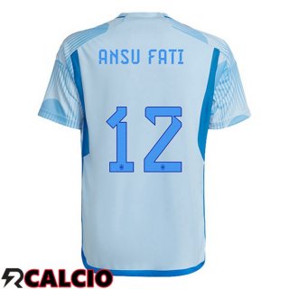 Seconda Maglia Spagna (ANSU FATI 12) Blu Bianco Coppa del Mondo 2022  Seconda Maglia Spagna (ANSU FATI 12) Blu Bianco Coppa del Mondo 2022
