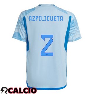 Seconda Maglia Spagna (AZPILICUETA 2) Blu Bianco Coppa del Mondo 2022  Seconda Maglia Spagna (AZPILICUETA 2) Blu Bianco Coppa del Mondo 2022