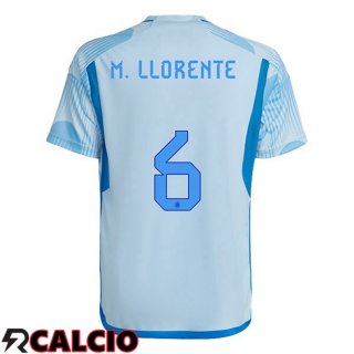 Seconda Maglia Spagna (M.LLORENTE 6) Blu Bianco Coppa del Mondo 2022  Seconda Maglia Spagna (M.LLORENTE 6) Blu Bianco Coppa del Mondo 2022