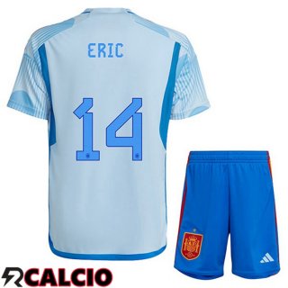 Seconda Maglia Spagna (ERIC 14) Bambino Blu Bianco Coppa del Mondo 2022  Seconda Maglia Spagna (ERIC 14) Bambino Blu Bianco Coppa del Mondo 2022