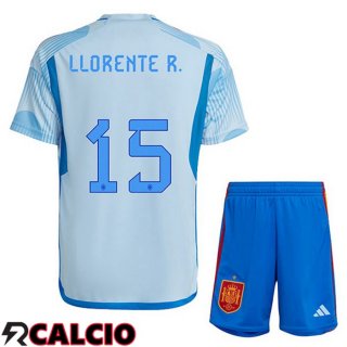 Seconda Maglia Spagna (LLORENTE R. 15) Bambino Blu Bianco Coppa del Mondo 2022  Seconda Maglia Spagna (LLORENTE R. 15) Bambino Blu Bianco Coppa del Mondo 2022