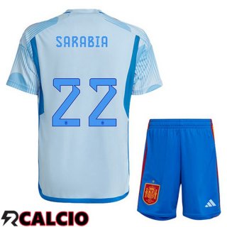 Seconda Maglia Spagna (SARABIA 22) Bambino Blu Bianco Coppa del Mondo 2022  Seconda Maglia Spagna (SARABIA 22) Bambino Blu Bianco Coppa del Mondo 2022