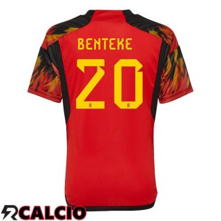 Prima Maglia Belgio (BENTEKE 20) Rosso Coppa del Mondo 2022