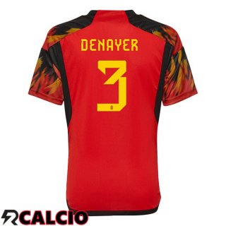 Prima Maglia Belgio (DENAYER 3) Rosso Coppa del Mondo 2022