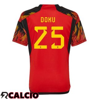 Prima Maglia Belgio (DOKU 25) Rosso Coppa del Mondo 2022