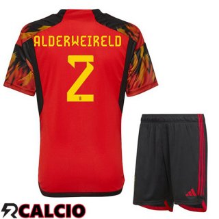 Prima Maglia Belgio (ALDERWEIRELD 2) Bambino Rosso Coppa del Mondo 2022