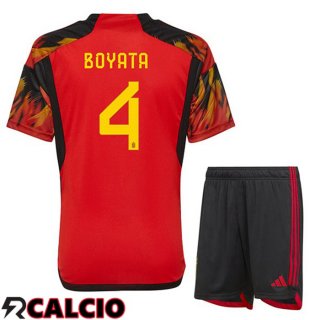 Prima Maglia Belgio (BOYATA 4) Bambino Rosso Coppa del Mondo 2022