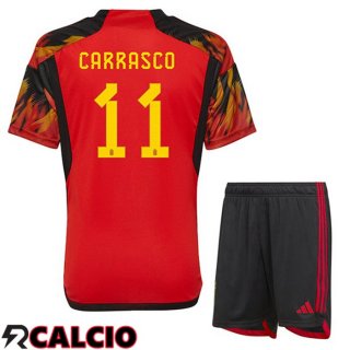 Prima Maglia Belgio (CARRASCO 11) Bambino Rosso Coppa del Mondo 2022