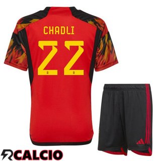 Prima Maglia Belgio (CHADLI 22) Bambino Rosso Coppa del Mondo 2022