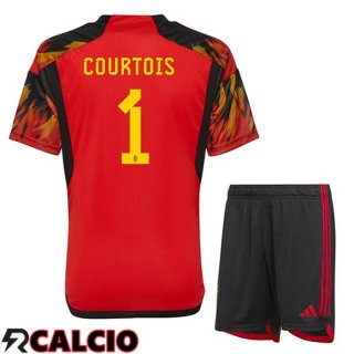 Prima Maglia Belgio (COURTOIS 1) Bambino Rosso Coppa del Mondo 2022
