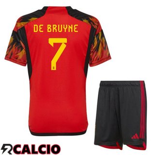 Prima Maglia Belgio (DE BRUYNE 7) Bambino Rosso Coppa del Mondo 2022